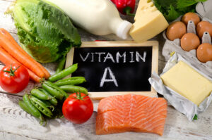 Vitamin A Lebensmittel auf Tisch